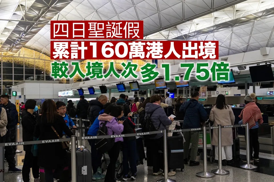 冬至到聖誕四日累計160萬港人出境 較入境人次多1.75倍.jpg