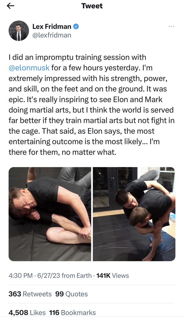 Elon is training for it too