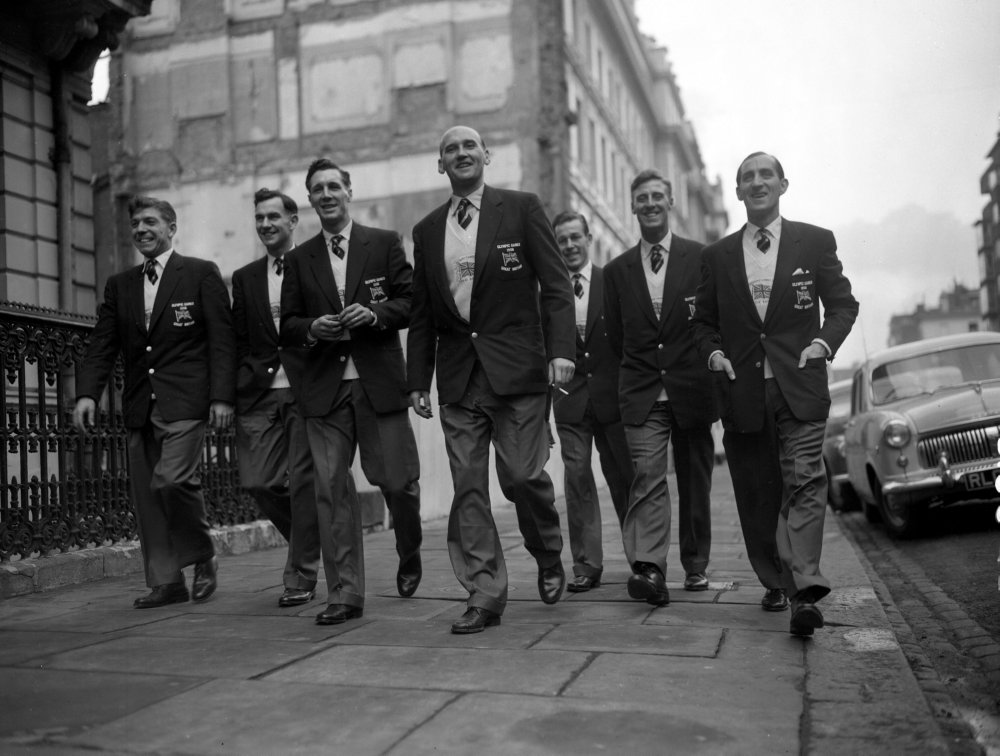 The dapper gents of the 1956 British Olympic Soccer team off to Melbourne, Austr.jpg