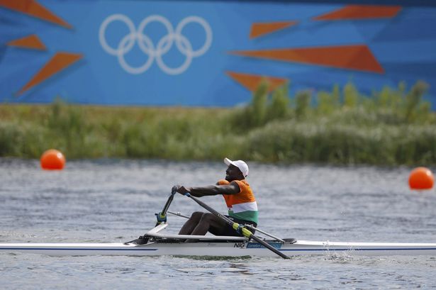 Niger\'s Hamadou Djibo Issaka rows in the men\'s single sculls rep.jpg