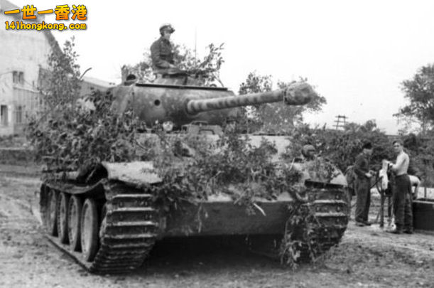 Panther tank with brush camouflage in Northern France, 1944.jpg