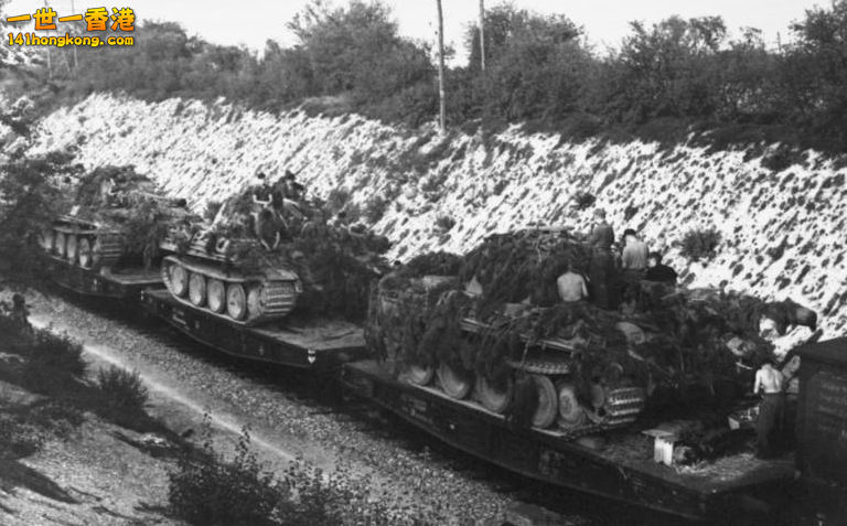 Panthers, already with brush camouflage attached, being transported by rail to t.jpg