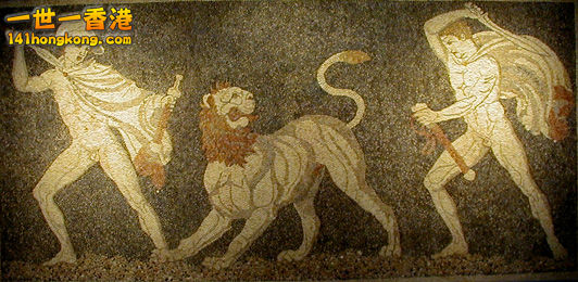 Alexander (left) fighting an Asiatic lion with his friend Craterus (detail). 3rd.jpg