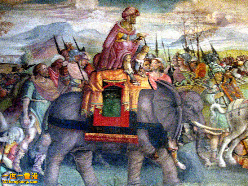 Hannibal\'s celebrated feat in crossing the Alps with war elephants passe.jpg