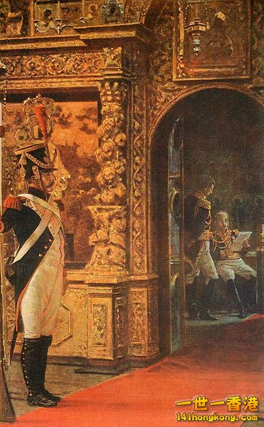 Marshal Davout in Chudov Monastery of Moscow Kremlin, by Vasili Vereshchagin..jpg