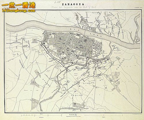 1809年圍攻薩拉戈薩的佈署圖.jpg