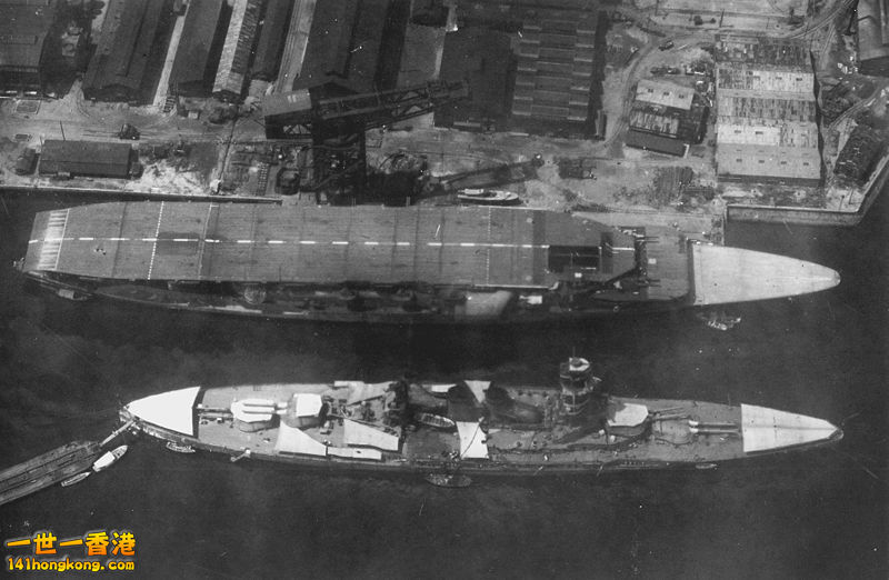 早期的赤城號，照片下方為戰艦長門號.jpg