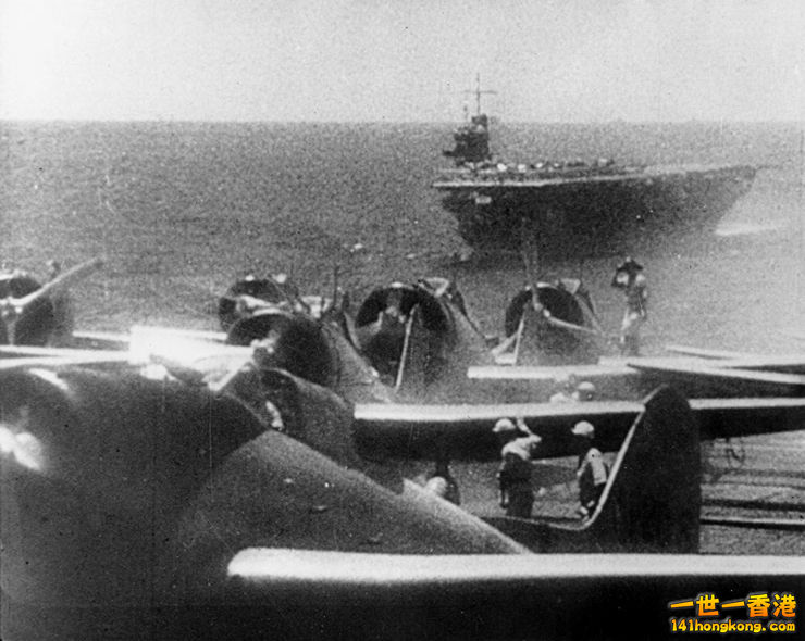 D3A dive bombers preparing to take off; Sōryū is in the background.jpg