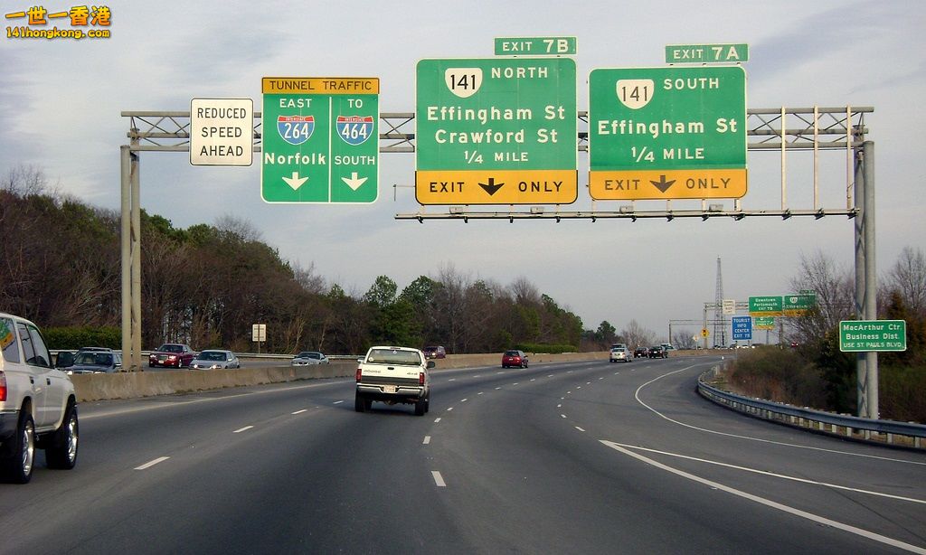 BGS's for I-464 and VA 141 (Effingham Street) on I-264 in Portsmouth, Virginia..jpg