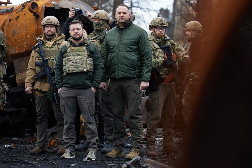 Zelensky and Co visiting Irpin, Bucha, and Stoyanka.jpg