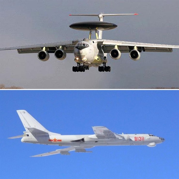 Russian Beriev A-50 and a Chinese H-6 jet bomber..jpg