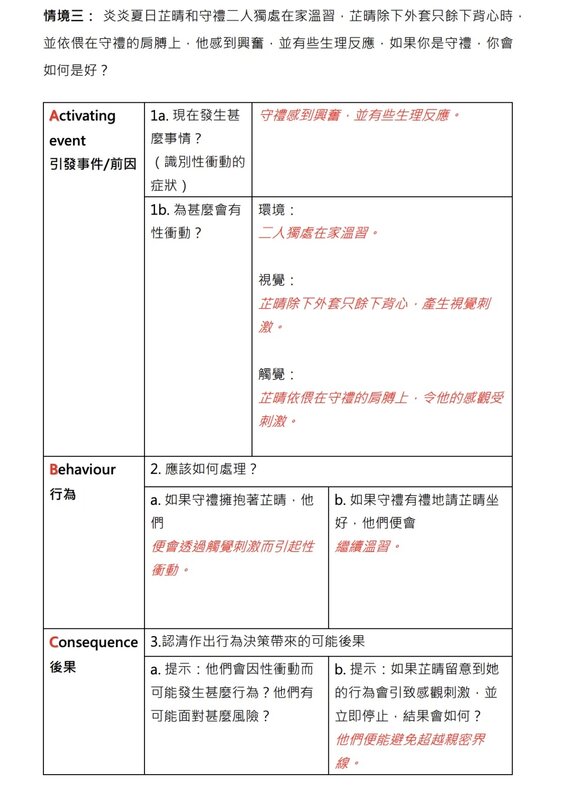 3 教材列舉不同情景，分析如何處理性衝動，了解事件的前因後果，再作出抉擇。其中一個.jpg