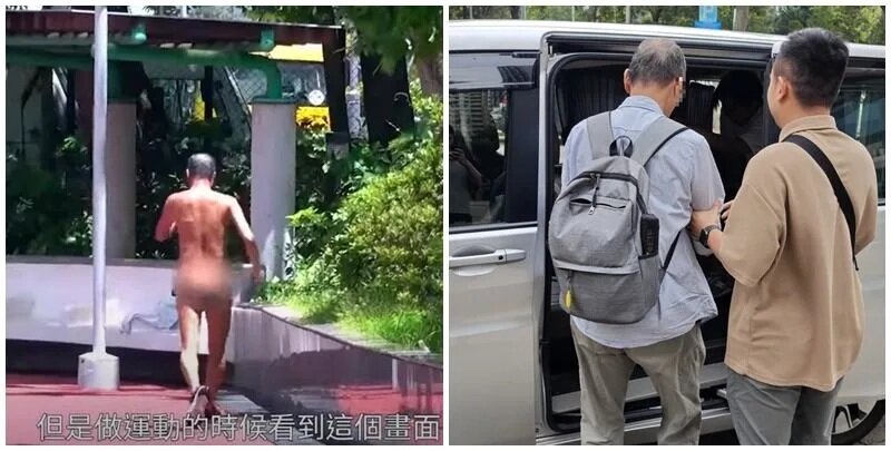 長沙灣分區特遣隊人員在李鄭屋邨拘捕一名68歲男子，涉嫌「猥褻暴露身體」，他現正被扣.jpg