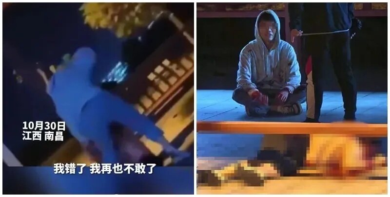 一名男子於南昌工學院一通道內持刀對着一名女子捅刺，女子曾大聲慘叫求饒，倒地後呼喊.jpg