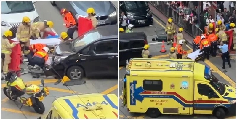 北角車落斜撞兩女，有當時位於附近大廈的網民於高空角度拍下救人拯救傷者過程(香港突.jpg