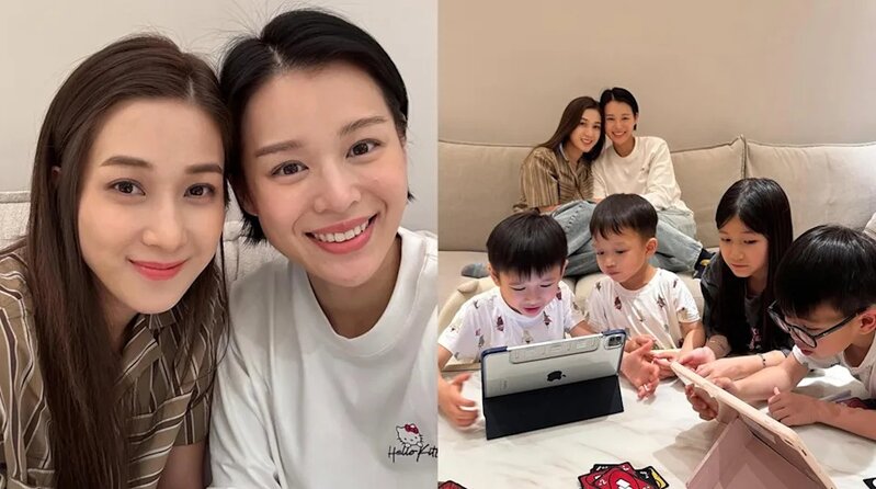 1 近日返港的鍾嘉欣，帶同9歲女兒Kelly到訪胡杏兒的家，孩子在玩iPad時，姊妹則開心暢.jpg