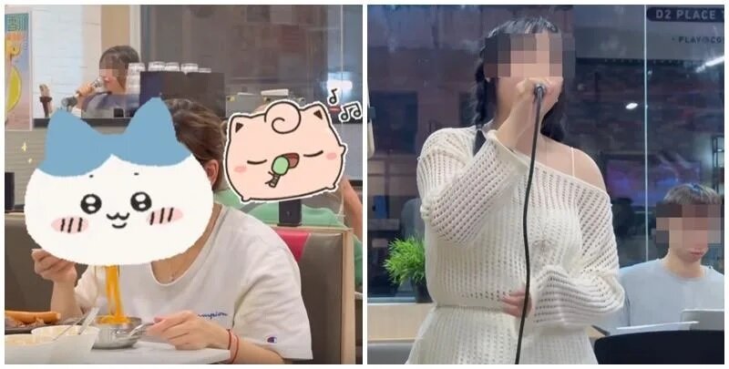 有食客發現荔枝角一間茶餐廳有歌唱表演，一名女子於現場開咪高歌，當時有多名食客用餐.jpg