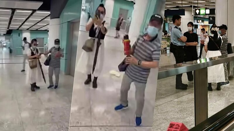 何伯涉向女子噴殺蟲水，與何太互襲後包紮手指首現身.jpg