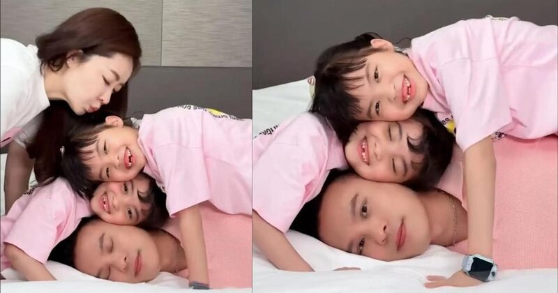 熊黛林放閃「疊疊樂全家福」萌翻！7歲雙胞胎女兒入鏡，連掉門牙都神同步.jpg